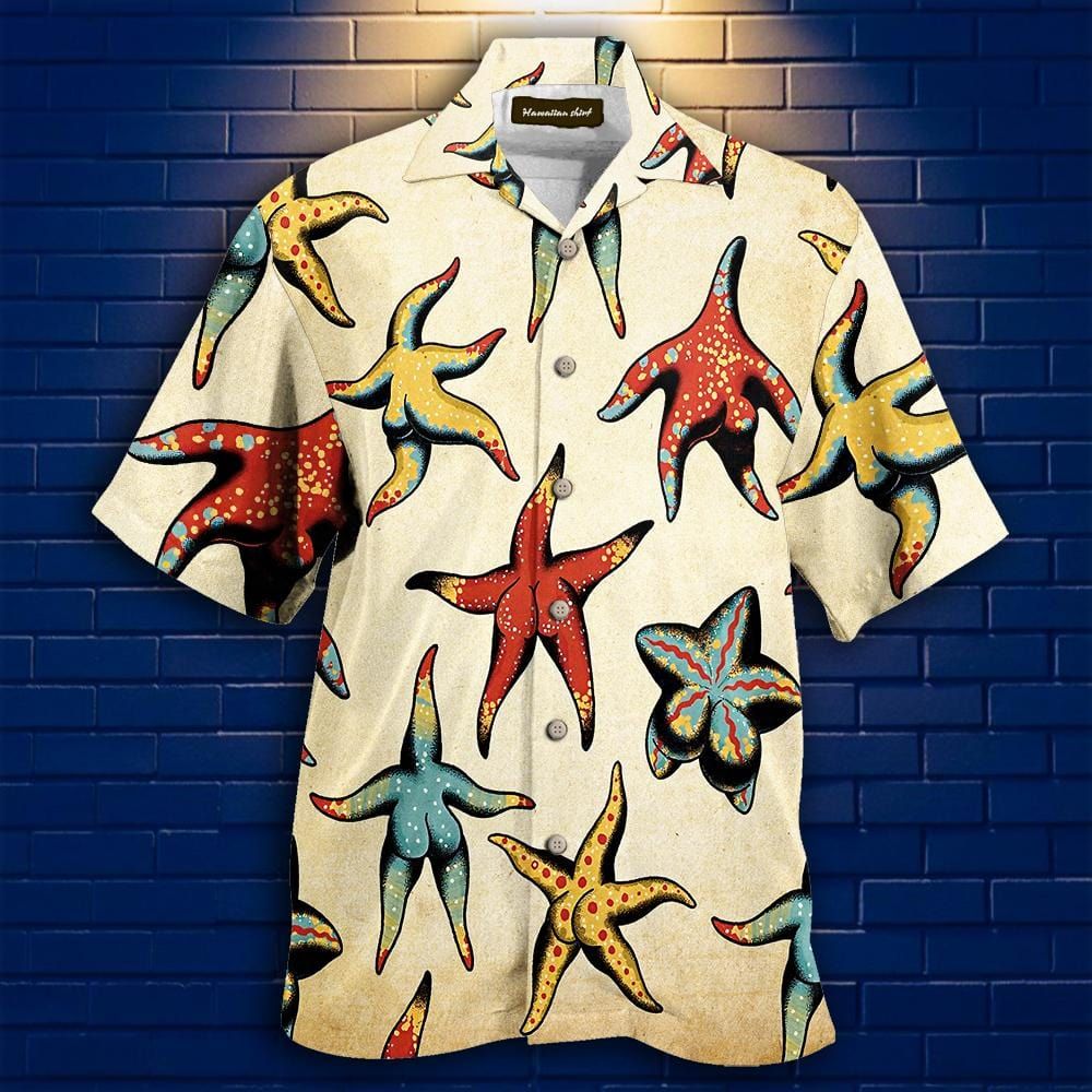 Felacia [Hawaii Shirt] Starfish Sea Sexy Body Hawaiian Unisex Aloha Shirts-ZX2437